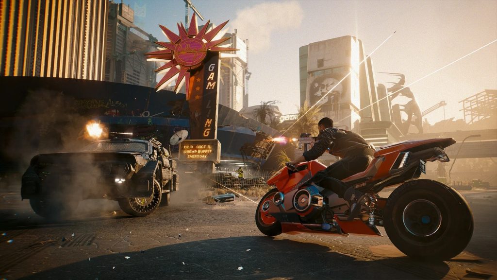 Cyberpunk 2077 motorbike scene