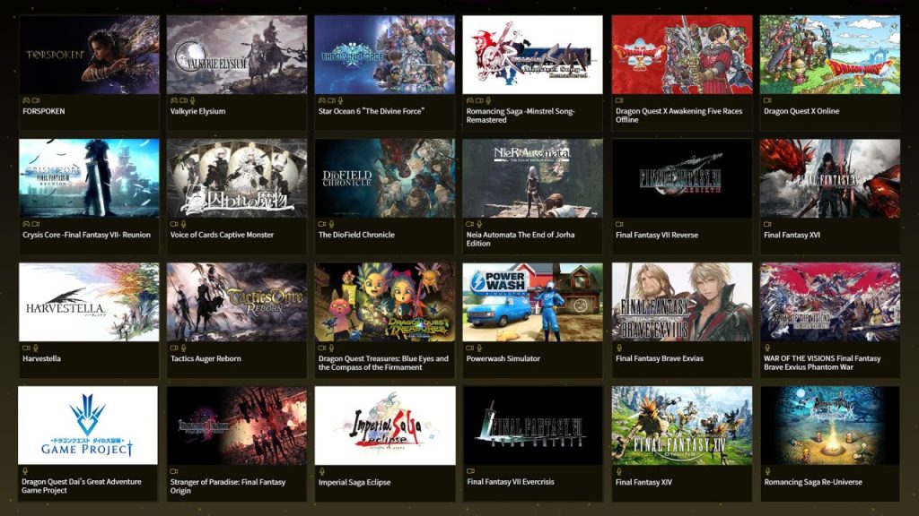 Some of the games available from Square Enix