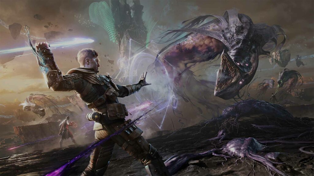 Immortals of Aveum combat with a dragon like boss