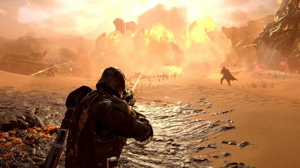 Helldivcers 2 reportedly has a very intense difficulty setitng.  
