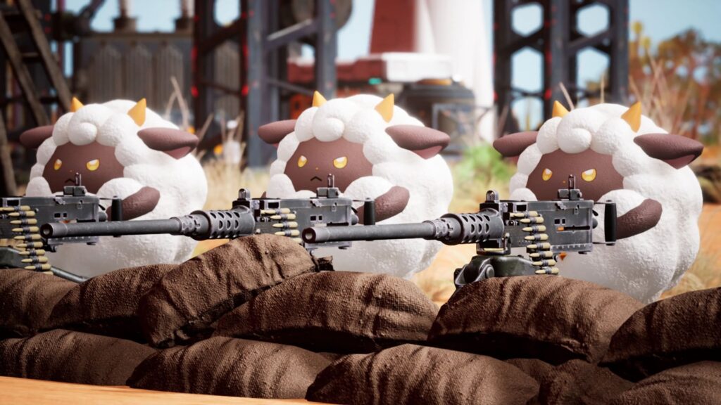 Three Lamballs equiped for combat with automatic weapons.