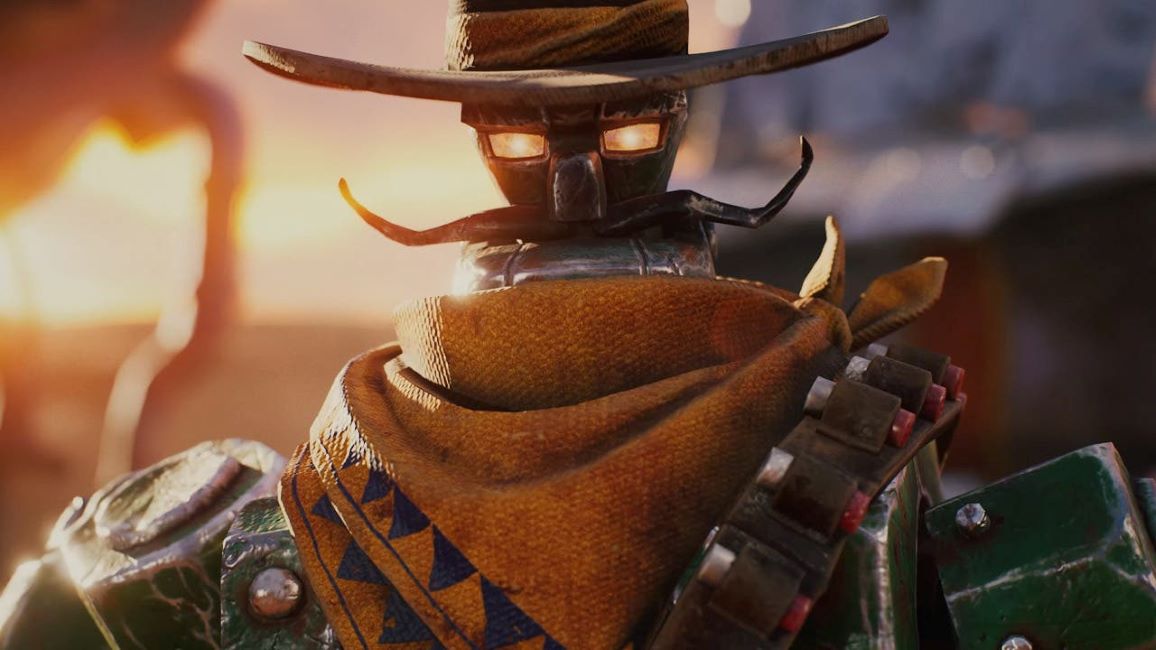 The main character staring down his opponent.